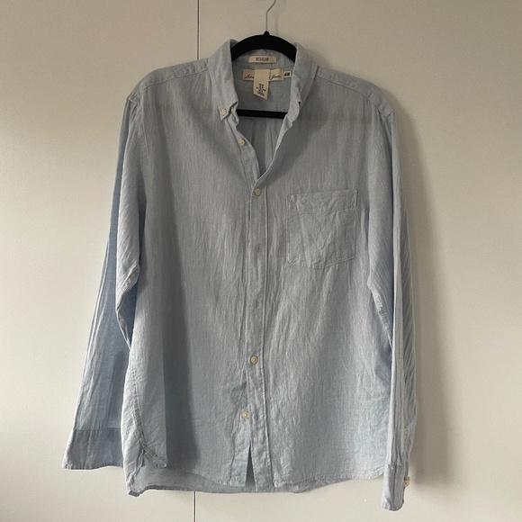 H&M Other - Blue Linen Long Sleeve Button Down